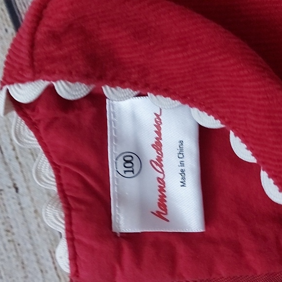 Hanna Andersson Red Corduroy Faux Wrap Dress with Lace/Embroidery Size 4 - Picture 5 of 7